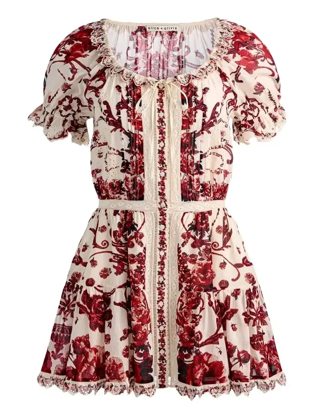 McLaine Embroidered Puff-Sleeve Mini Dress McLaine Embroidered Puff-Sleeve Mini Dress