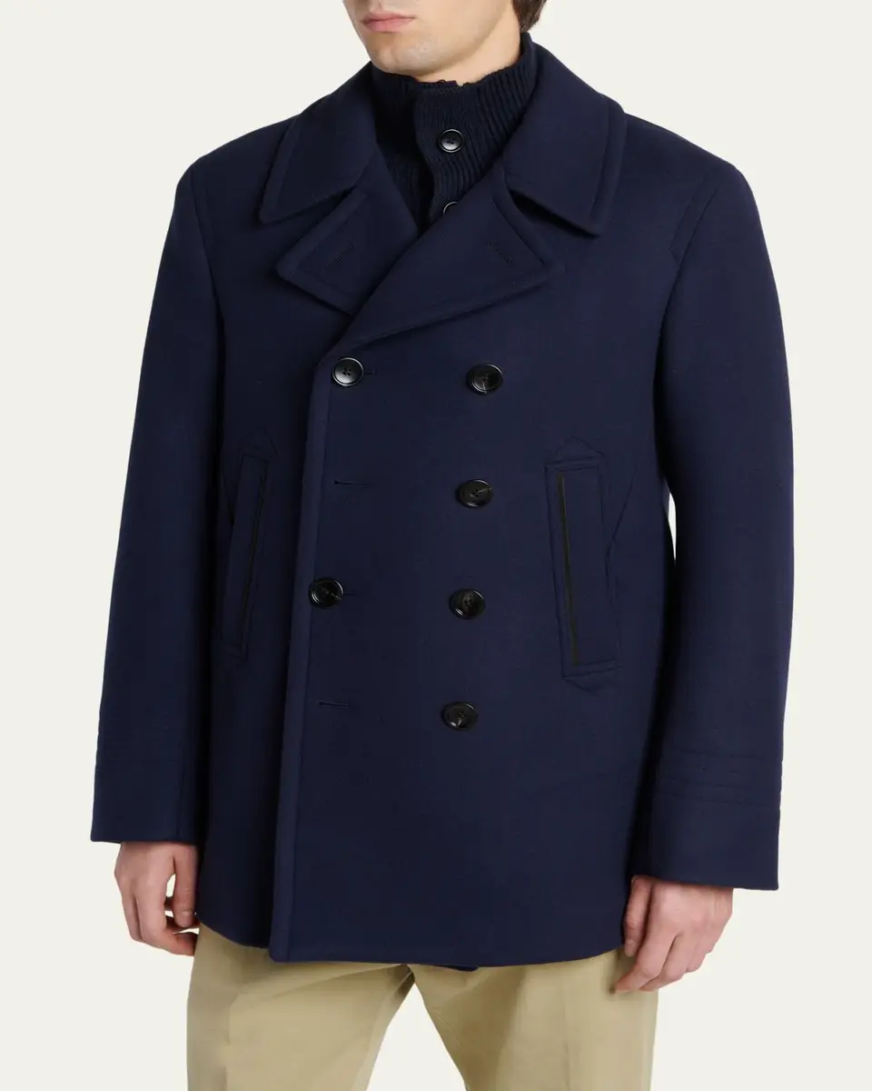 Tom Ford Men's Japanese Felt Double-Breasted Short Peacoat | Thumbnail 4