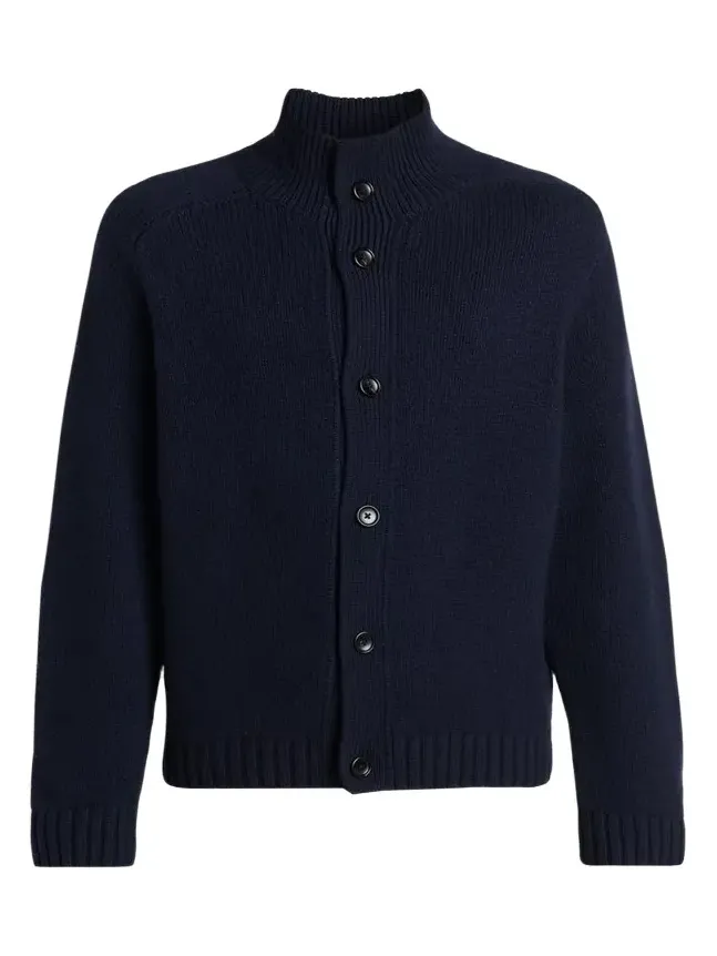 Men's Coarsehair Cashmere Rib-Knit Cardigan