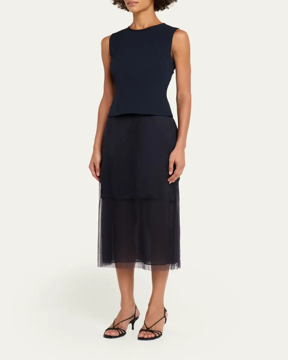 Jason Wu Collection Cady Layered Sleeveless Midi Cocktail Dress | Thumbnail 4 Jason Wu Collection Cady Layered Sleeveless Midi Cocktail Dress | Thumbnail 4