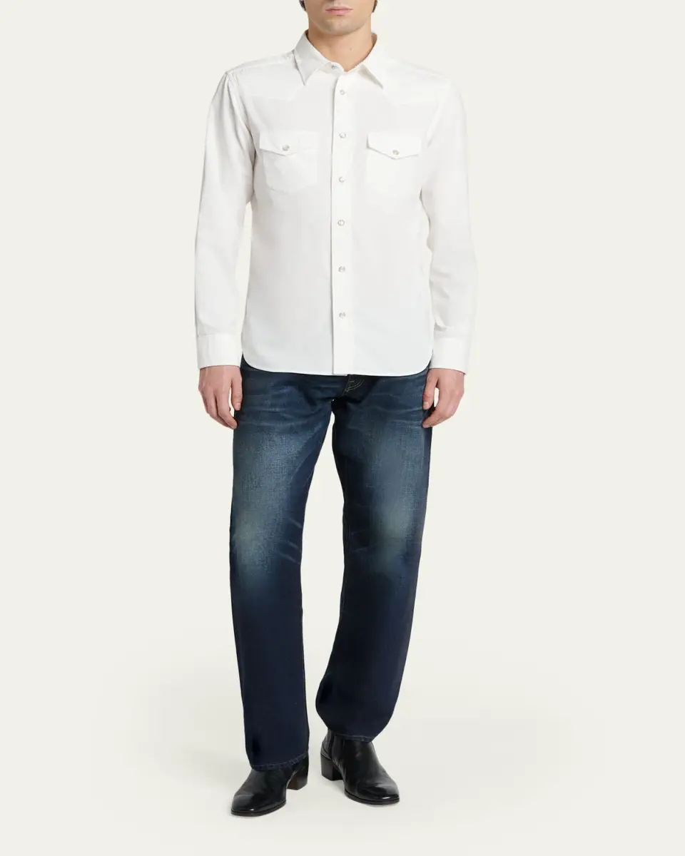 Tom Ford Men's Slim-Fit Corduroy Double-Pocket Western Shirt | Thumbnail 2 Tom Ford Men's Slim-Fit Corduroy Double-Pocket Western Shirt | Thumbnail 2