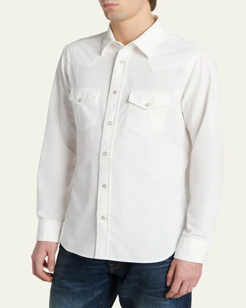 Tom Ford Men's Slim-Fit Corduroy Double-Pocket Western Shirt | Thumbnail 4 Tom Ford Men's Slim-Fit Corduroy Double-Pocket Western Shirt | Thumbnail 4