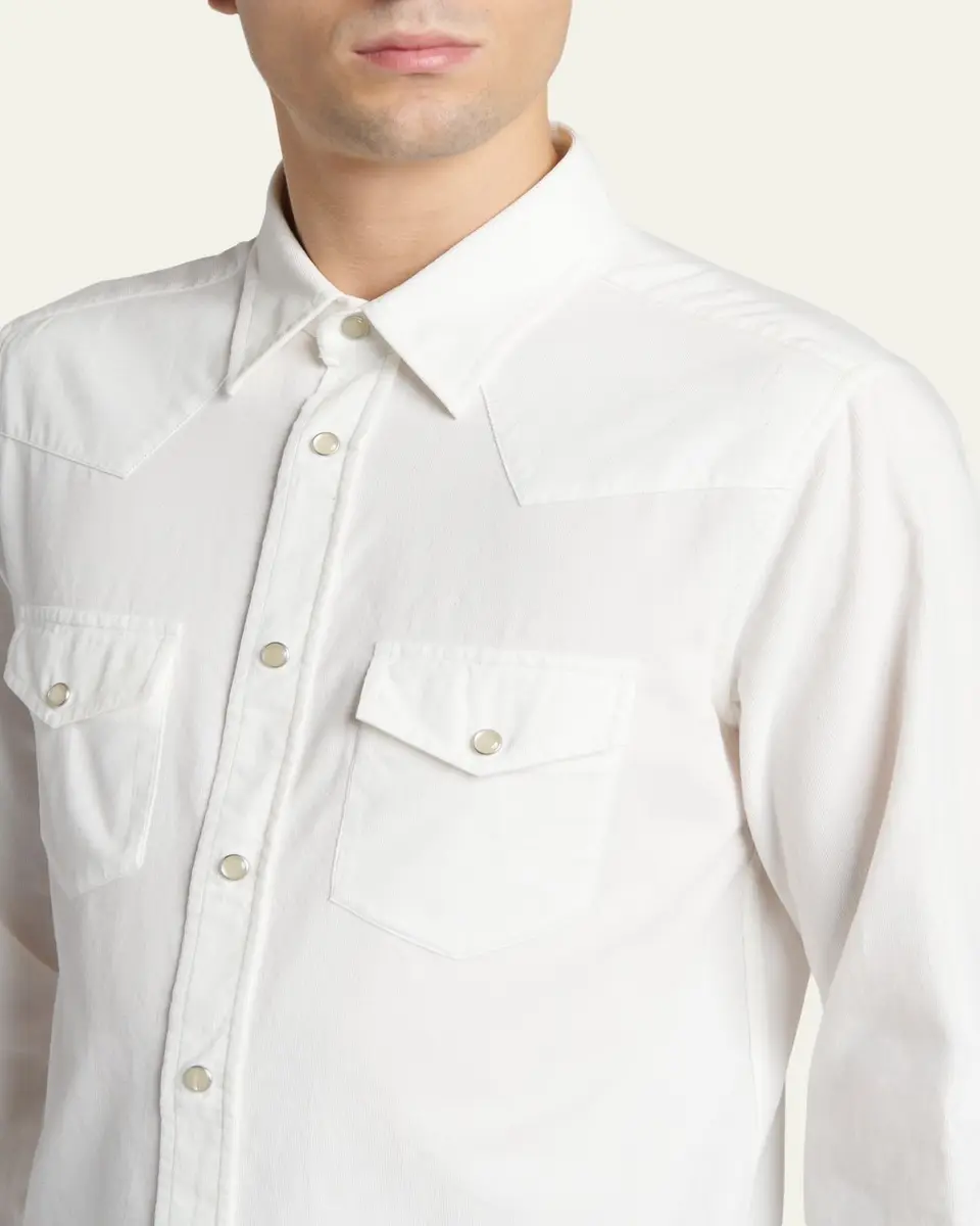 Tom Ford Men's Slim-Fit Corduroy Double-Pocket Western Shirt | Thumbnail 5 Tom Ford Men's Slim-Fit Corduroy Double-Pocket Western Shirt | Thumbnail 5
