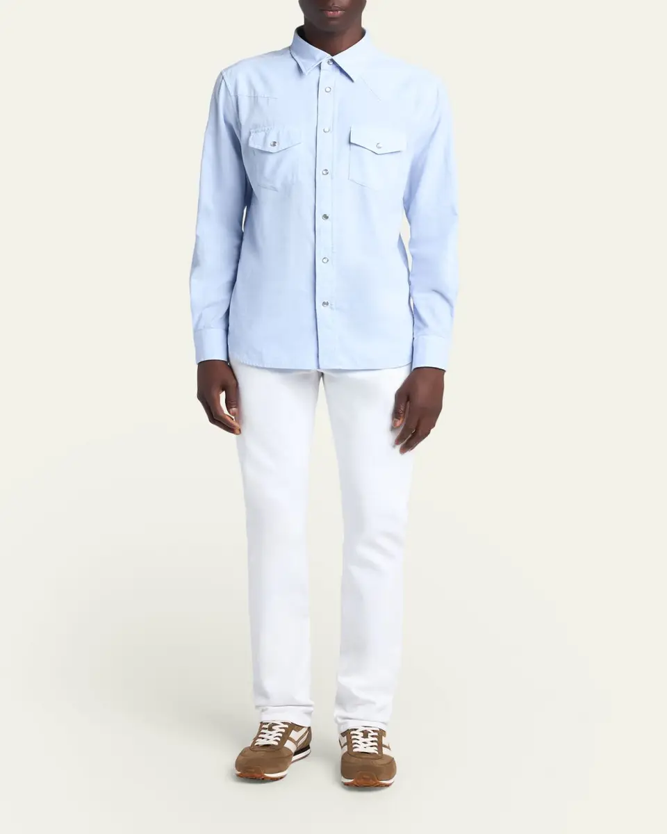 Tom Ford Men's Slim-Fit Corduroy Double-Pocket Western Shirt | Thumbnail 6 Tom Ford Men's Slim-Fit Corduroy Double-Pocket Western Shirt | Thumbnail 6