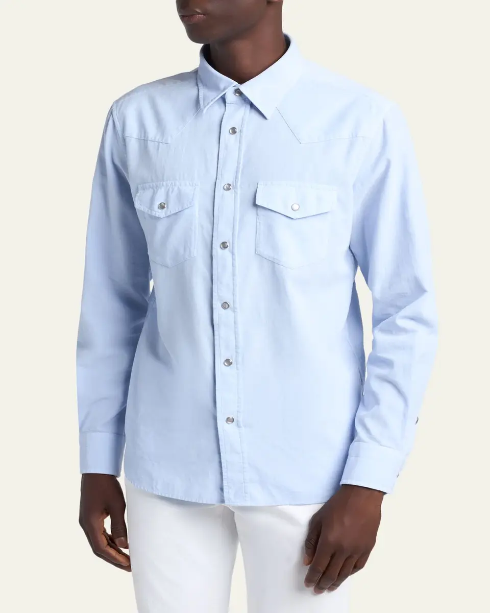 Tom Ford Men's Slim-Fit Corduroy Double-Pocket Western Shirt | Thumbnail 8 Tom Ford Men's Slim-Fit Corduroy Double-Pocket Western Shirt | Thumbnail 8
