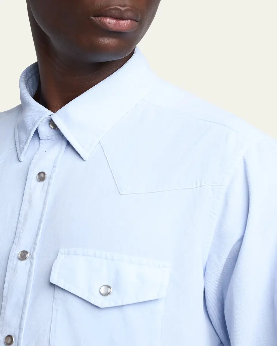Tom Ford Men's Slim-Fit Corduroy Double-Pocket Western Shirt | Thumbnail 9 Tom Ford Men's Slim-Fit Corduroy Double-Pocket Western Shirt | Thumbnail 9