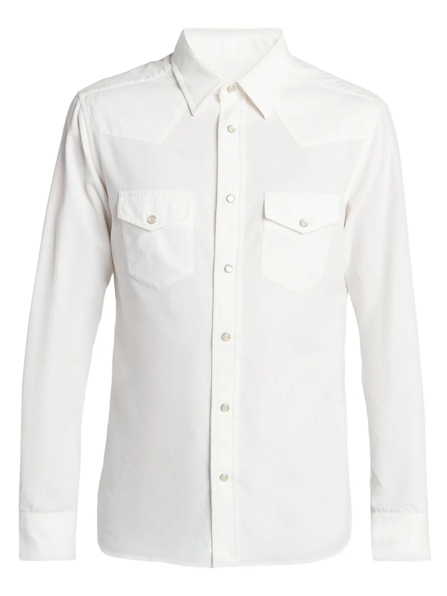 Men's Slim-Fit Corduroy Double-Pocket Western Shirt