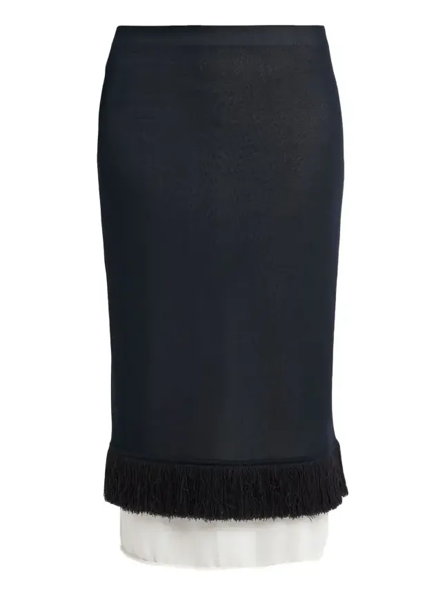 Colorblock Layered Fringe Midi Skirt Colorblock Layered Fringe Midi Skirt
