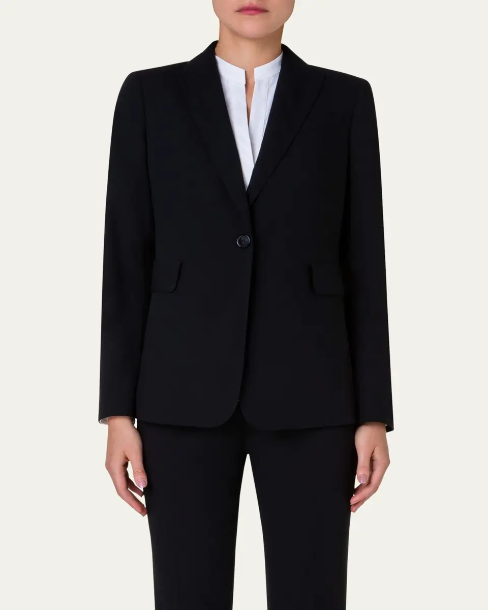 Akris punto One-Button Wool Long Body Blazer Jacket | Thumbnail 4