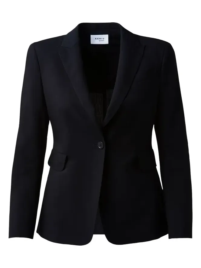 One-Button Wool Long Body Blazer Jacket