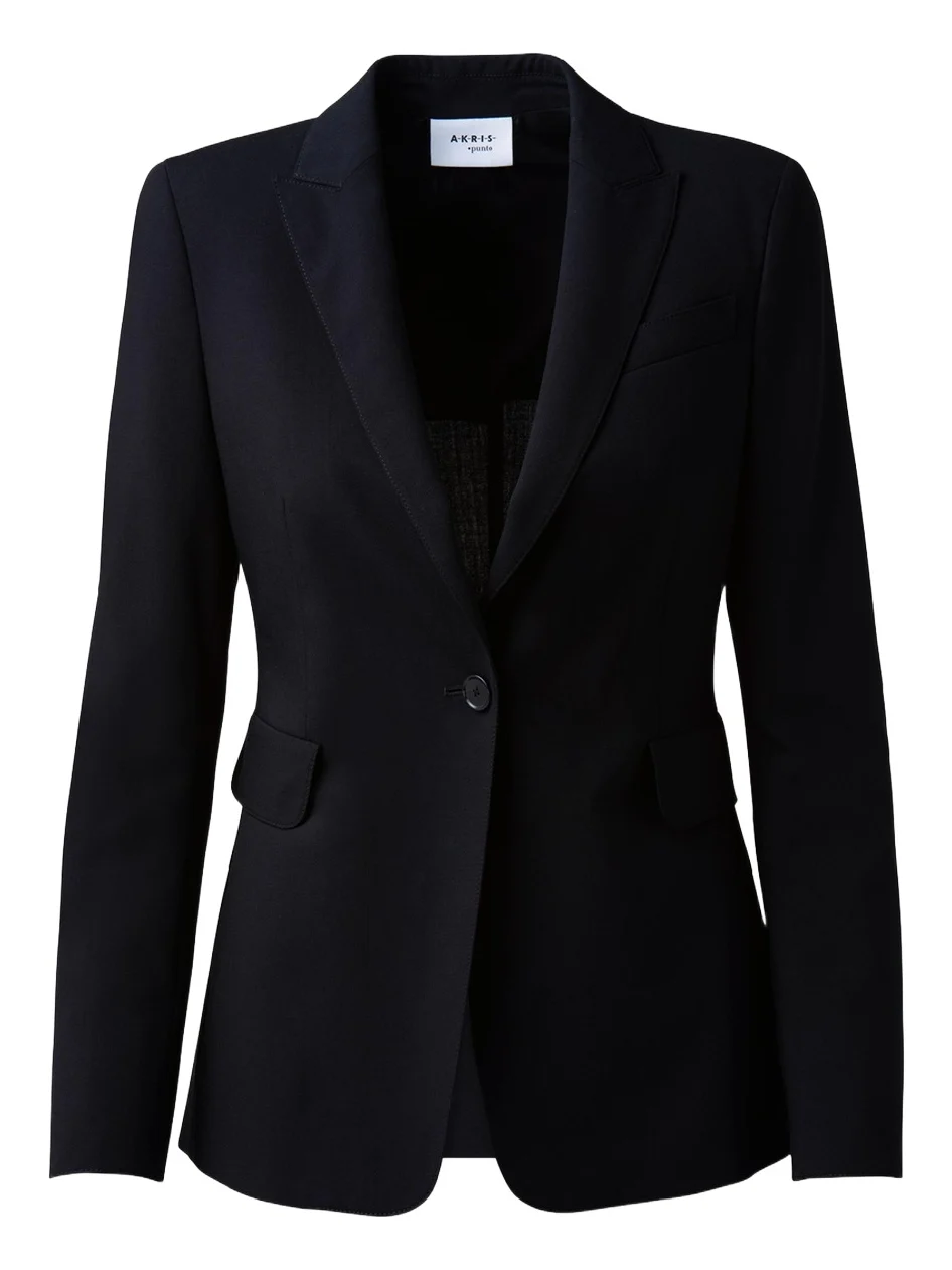 One-Button Wool Long Body Blazer Jacket One-Button Wool Long Body Blazer Jacket