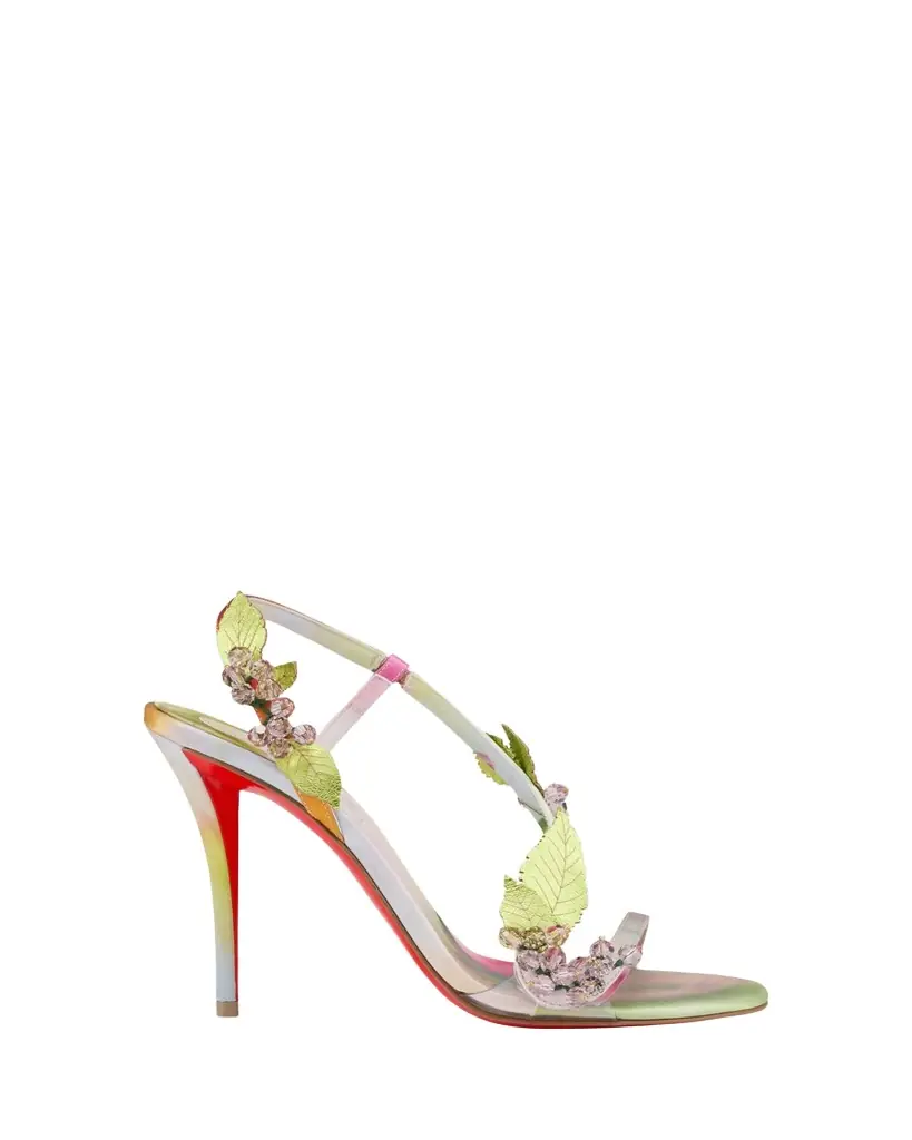 100mm Rosa Fruit Embellished Satin Sandals