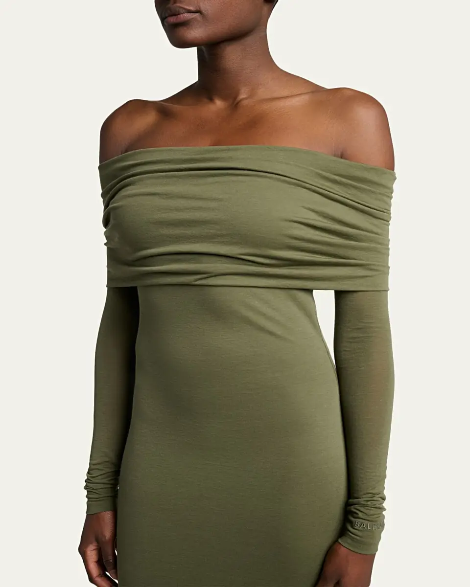 Balenciaga Off-The-Shoulder Transparent Jersey Maxi Dress | Thumbnail 5 Balenciaga Off-The-Shoulder Transparent Jersey Maxi Dress | Thumbnail 5