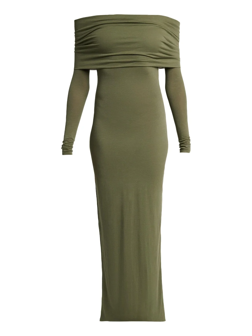Balenciaga Off-The-Shoulder Transparent Jersey Maxi Dress