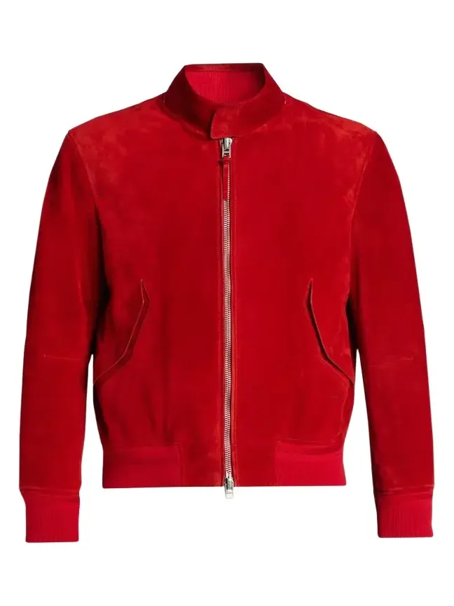 Tom Ford Men's Suede Stand Collar Full-Zip Blouson