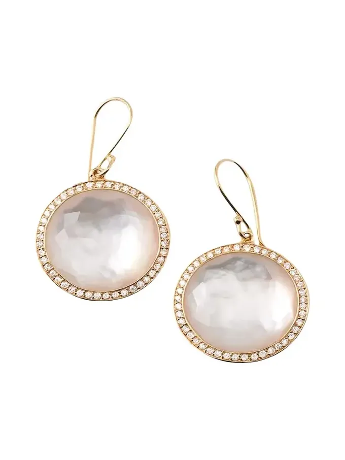 Round Drop Earrings in 18K Gold with Diamonds Round Drop Earrings in 18K Gold with Diamonds