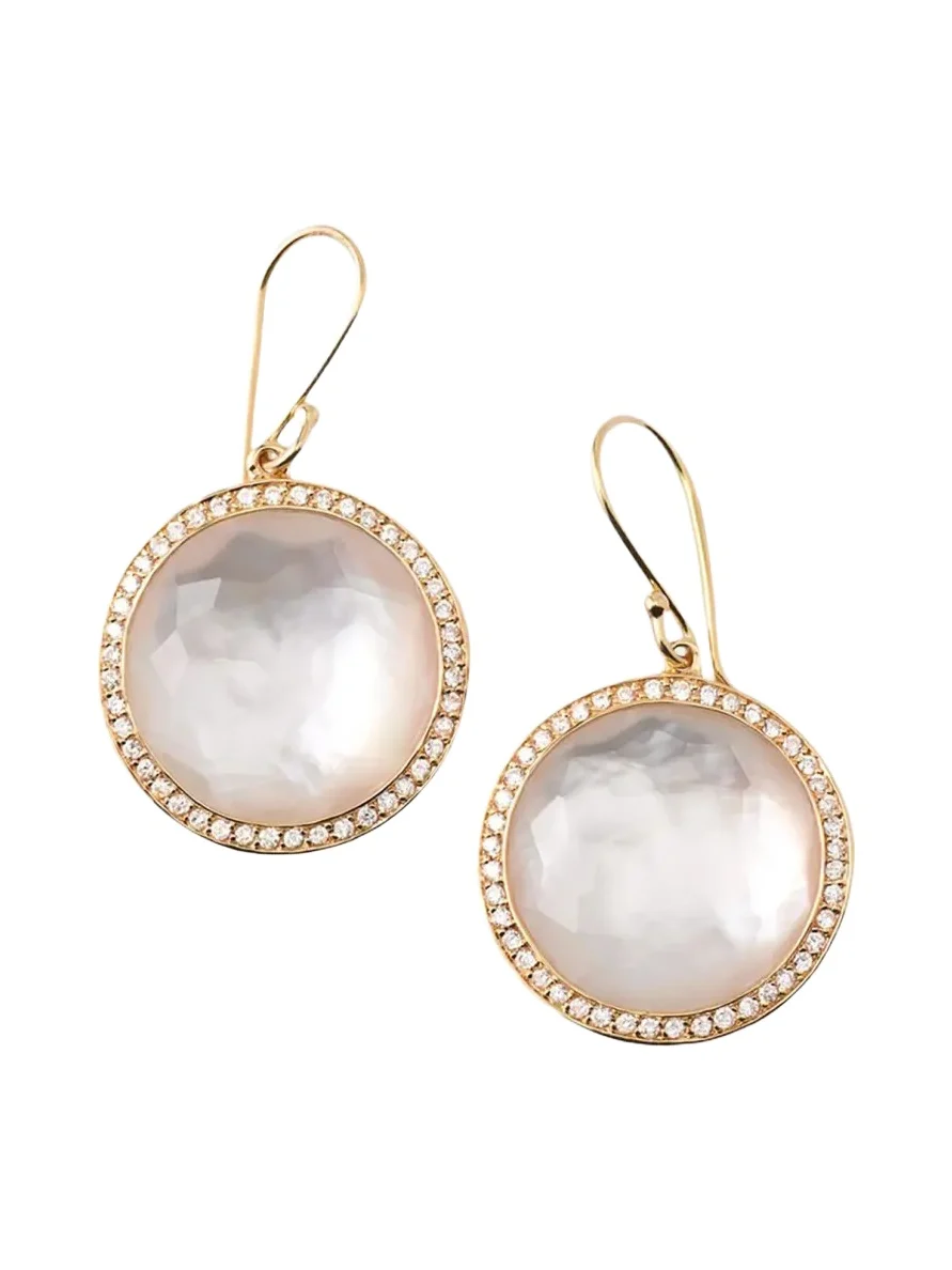 Round Drop Earrings in 18K Gold with Diamonds Round Drop Earrings in 18K Gold with Diamonds