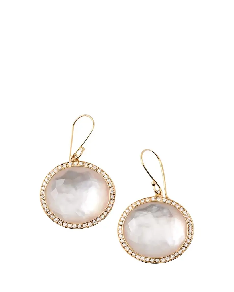 Ippolita Round Drop Earrings in 18K Gold with Diamonds | Image 1 Ippolita Round Drop Earrings in 18K Gold with Diamonds | Image 1
