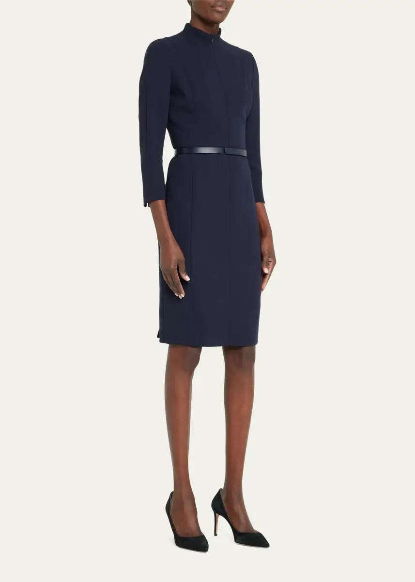 Akris Split-Neck Double-Face Wool Sheath Dress | Thumbnail 4