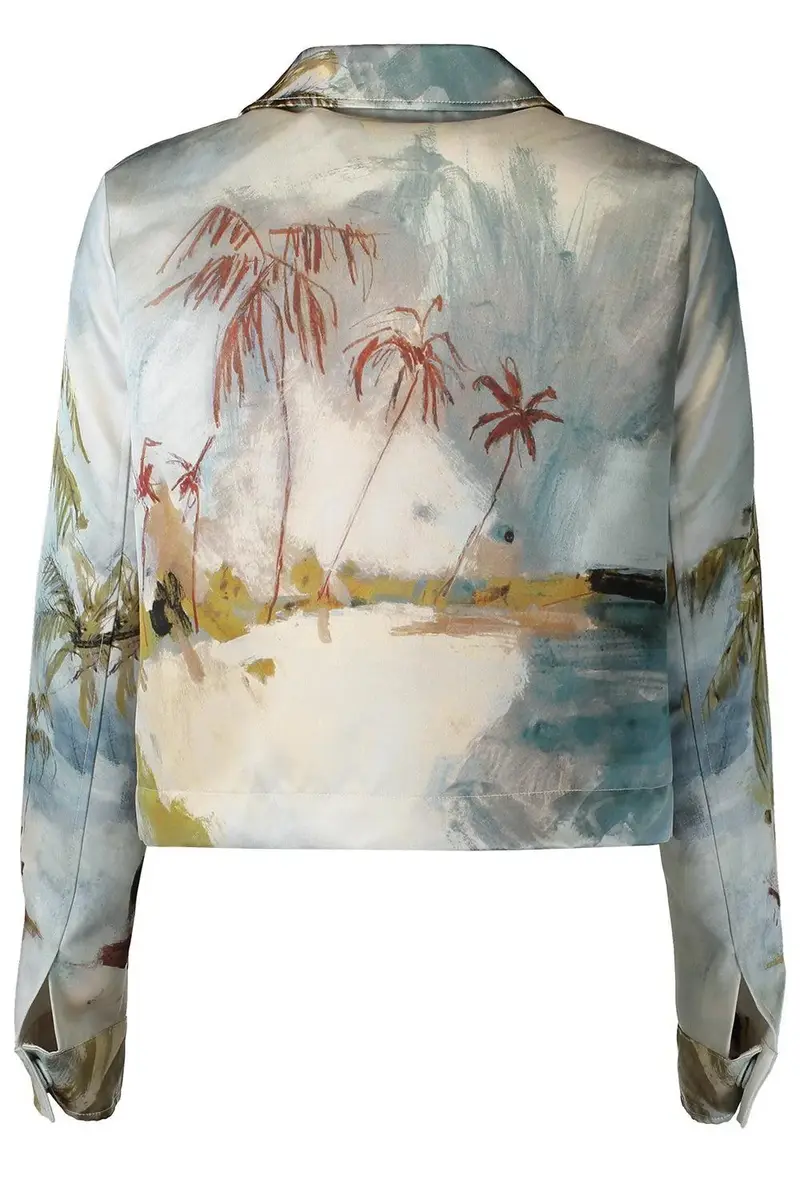 Oscar de la Renta Beach Print Single Breasted Jacket | Thumbnail 4 Oscar de la Renta Beach Print Single Breasted Jacket | Thumbnail 4