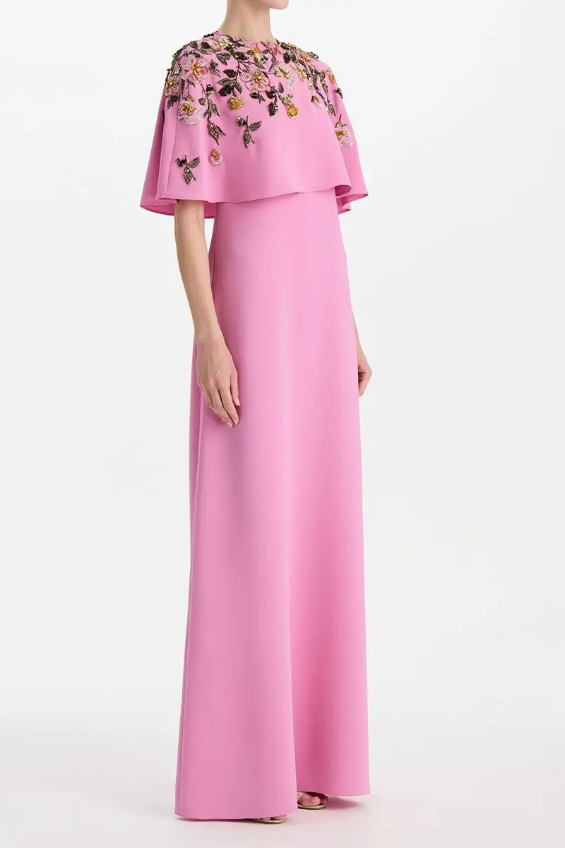Oscar de la Renta Beaded Floral Caftan Gown | Thumbnail 3