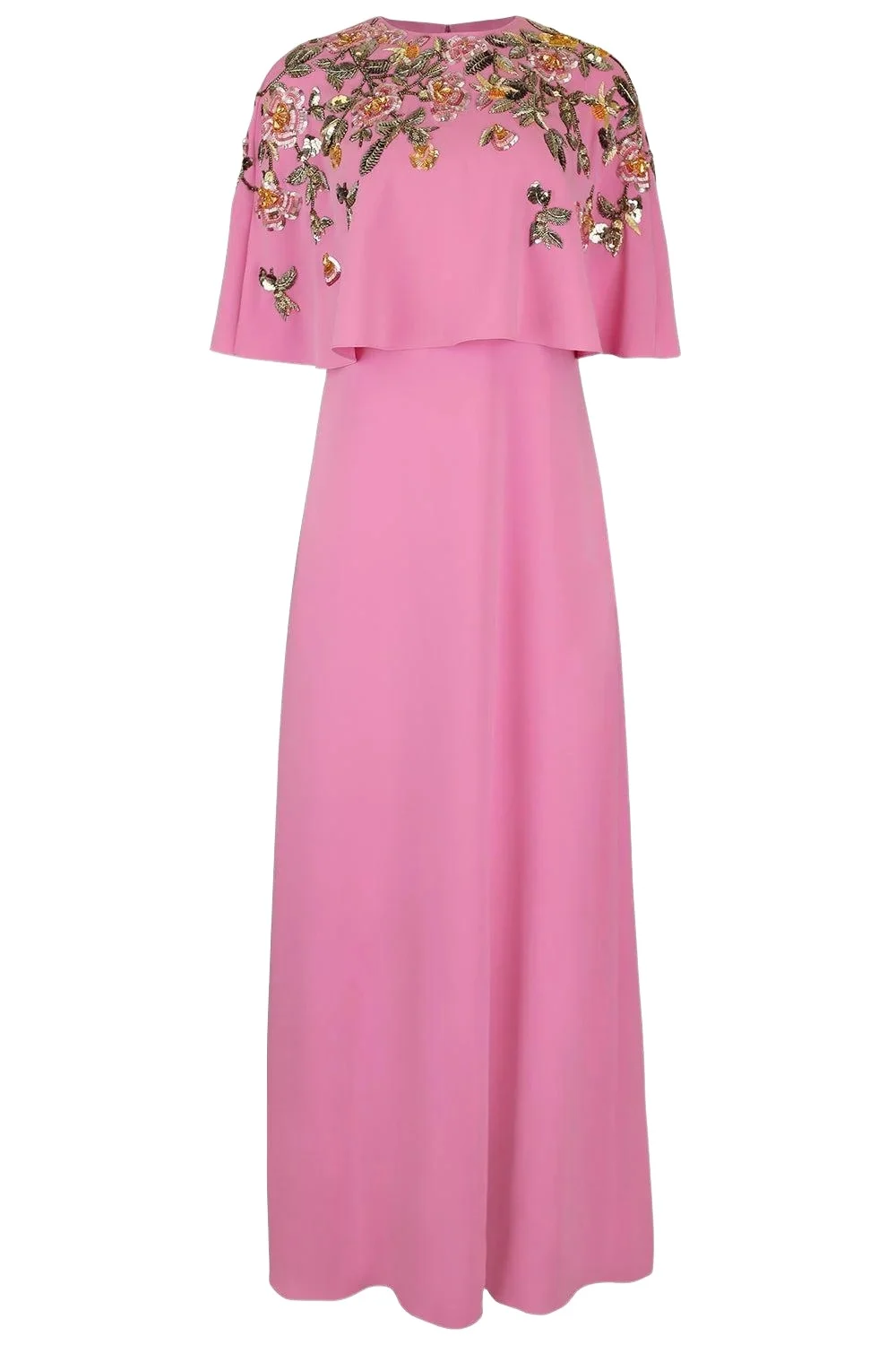 Oscar de la Renta Beaded Floral Caftan Gown