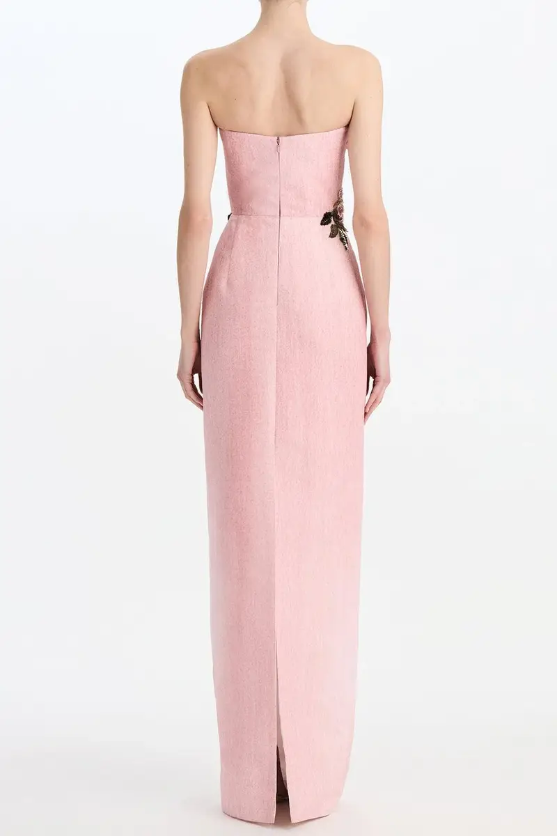 Oscar de la Renta Beaded Floral Strapless Gown | Thumbnail 5