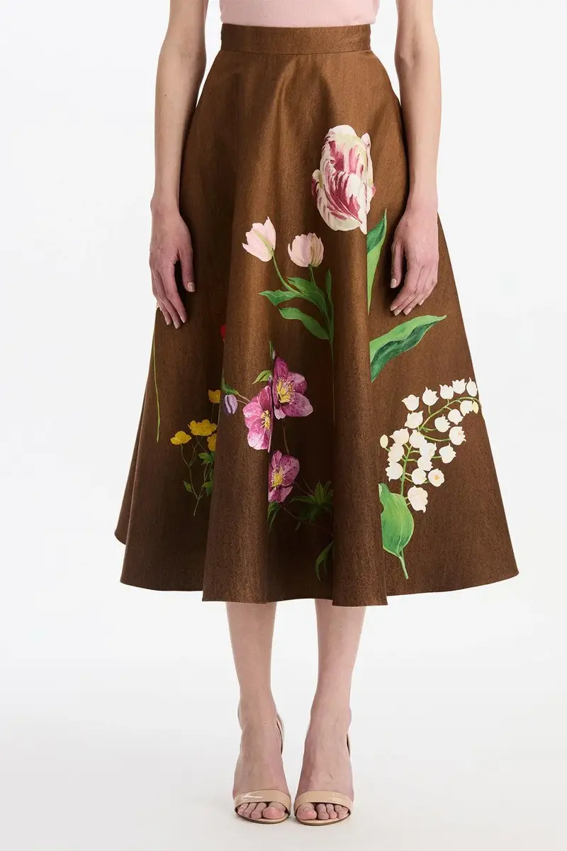 Oscar de la Renta Mixed Botanical Circle Midi Skirt | Thumbnail 4 Oscar de la Renta Mixed Botanical Circle Midi Skirt | Thumbnail 4