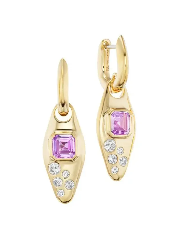 Pink Sapphire Vessel Huggie Earrings Pink Sapphire Vessel Huggie Earrings