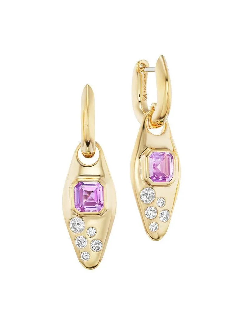 Uniform Object Pink Sapphire Vessel Huggie Earrings