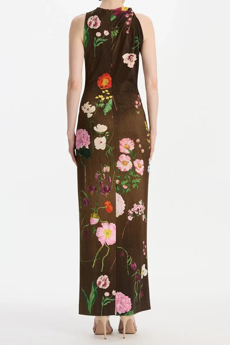 Oscar de la Renta Sleeveless Mixed Botanical Day Dress | Thumbnail 5