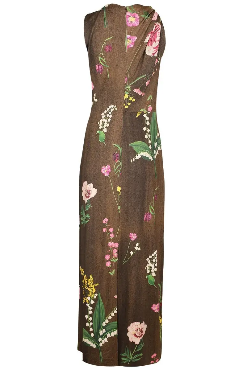 Oscar de la Renta Sleeveless Mixed Botanical Day Dress | Thumbnail 6
