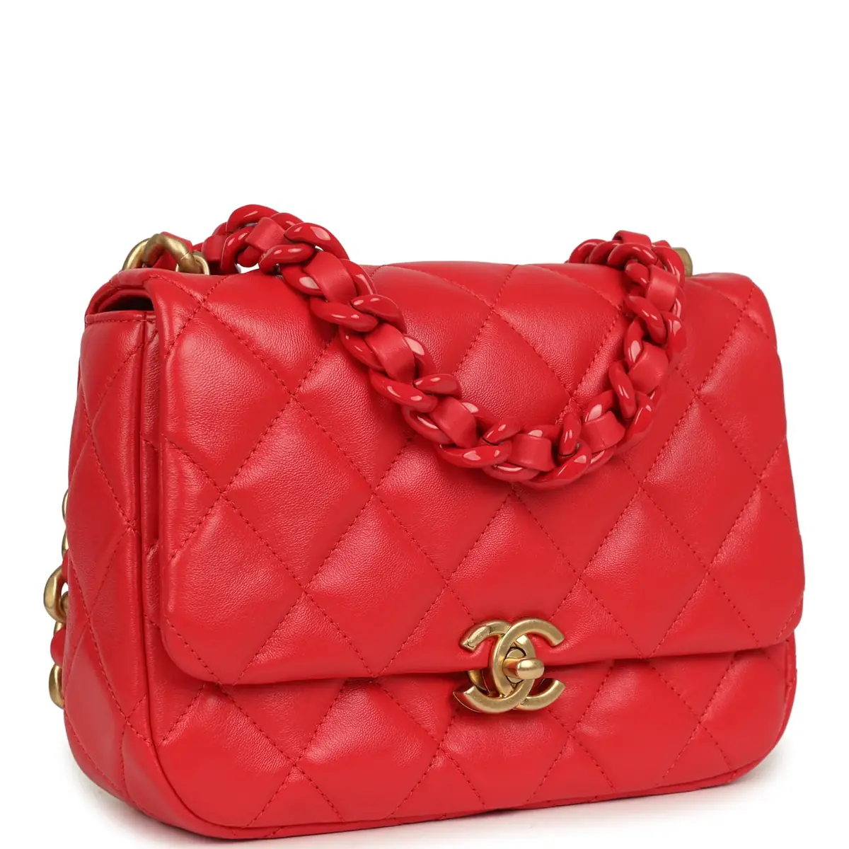 Chanel Chanel Small Flap Bag Red Lambskin Red Enamel Antique Gold Hardware | Thumbnail 2 Chanel Chanel Small Flap Bag Red Lambskin Red Enamel Antique Gold Hardware | Thumbnail 2