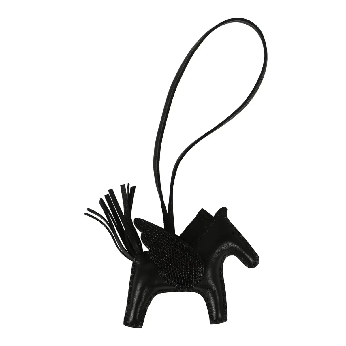 HERMÈS Hermes Pegase Rodeo Bag Charm PM Black Milo Lambskin, Varanus Niloticus Lizard Touch | Thumbnail 2 HERMÈS Hermes Pegase Rodeo Bag Charm PM Black Milo Lambskin, Varanus Niloticus Lizard Touch | Thumbnail 2