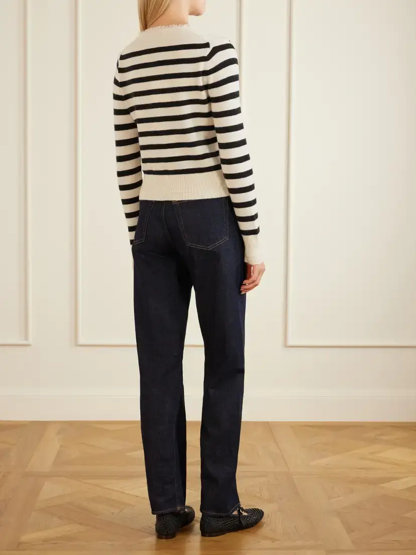 Maria McManus Striped Frayed Cashmere And Cotton-blend Cardigan - Neutrals | Thumbnail 3 Maria McManus Striped Frayed Cashmere And Cotton-blend Cardigan - Neutrals | Thumbnail 3