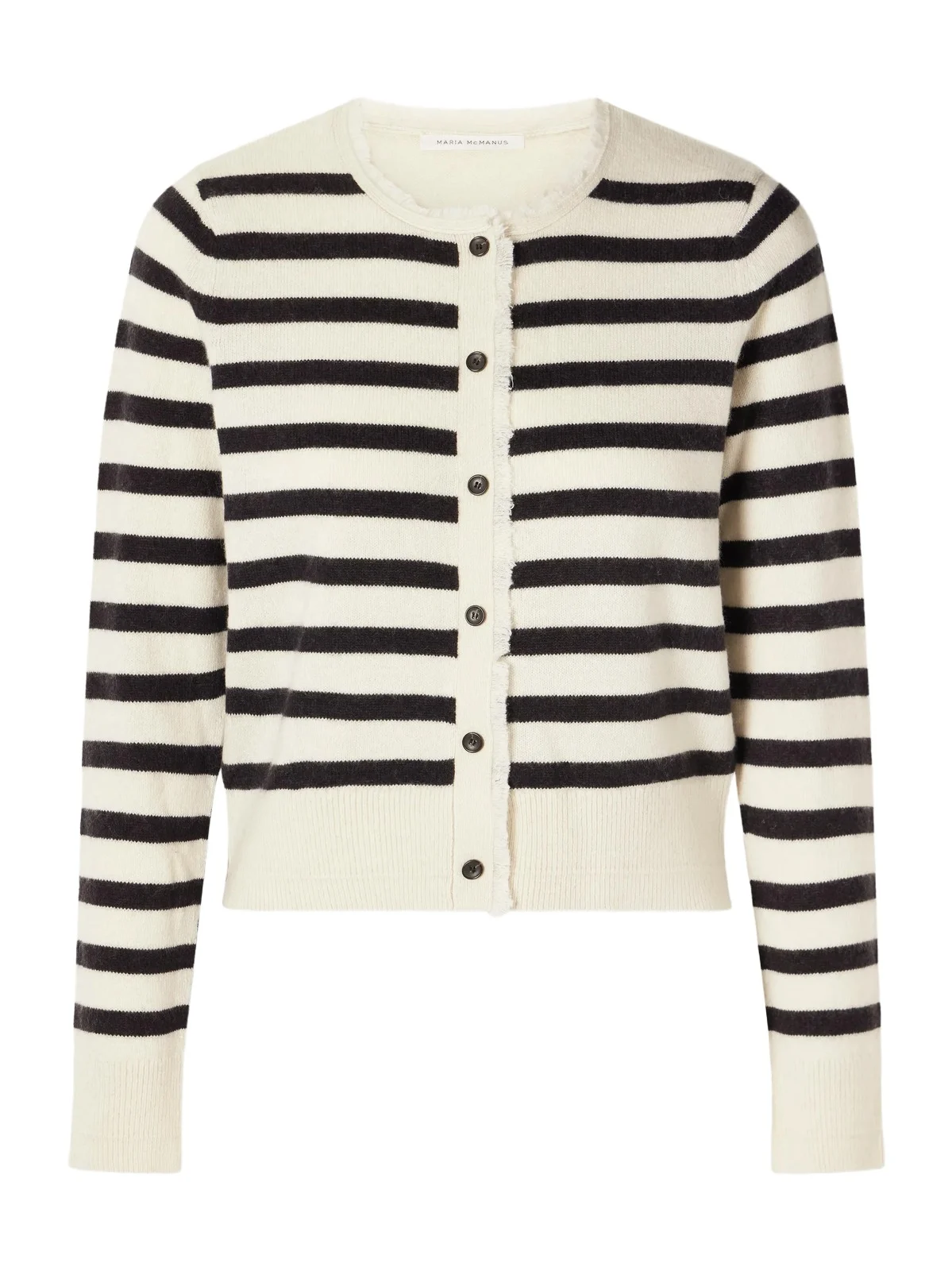 Striped Frayed Cashmere And Cotton-blend Cardigan - Neutrals Striped Frayed Cashmere And Cotton-blend Cardigan - Neutrals