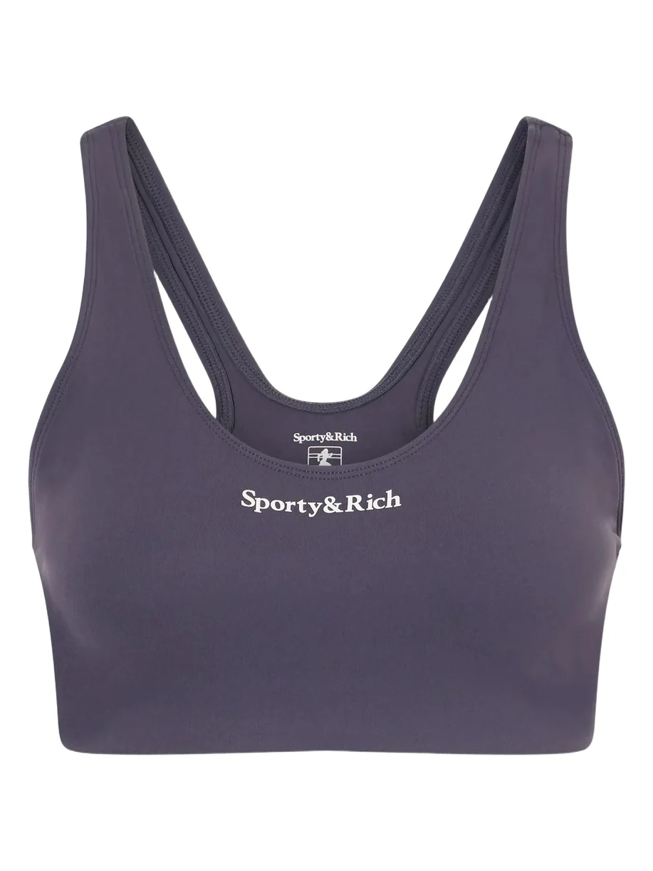 Sporty & Rich Logo-print Stretch-jersey Sports Bra