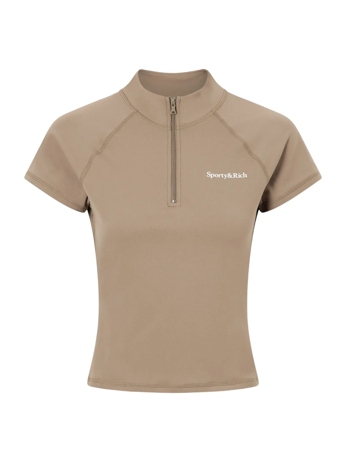 Sporty & Rich Logo-print Stretch-jersey Half-zip T-shirt