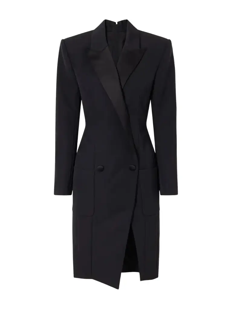 Balmain Wool Grain De Poudre Midi Dress