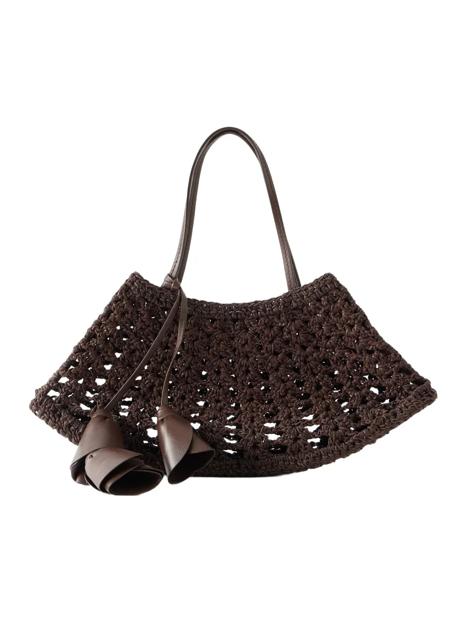 Maya Mini Leather-trimmed Crochet-knit Top-handle Bag Maya Mini Leather-trimmed Crochet-knit Top-handle Bag