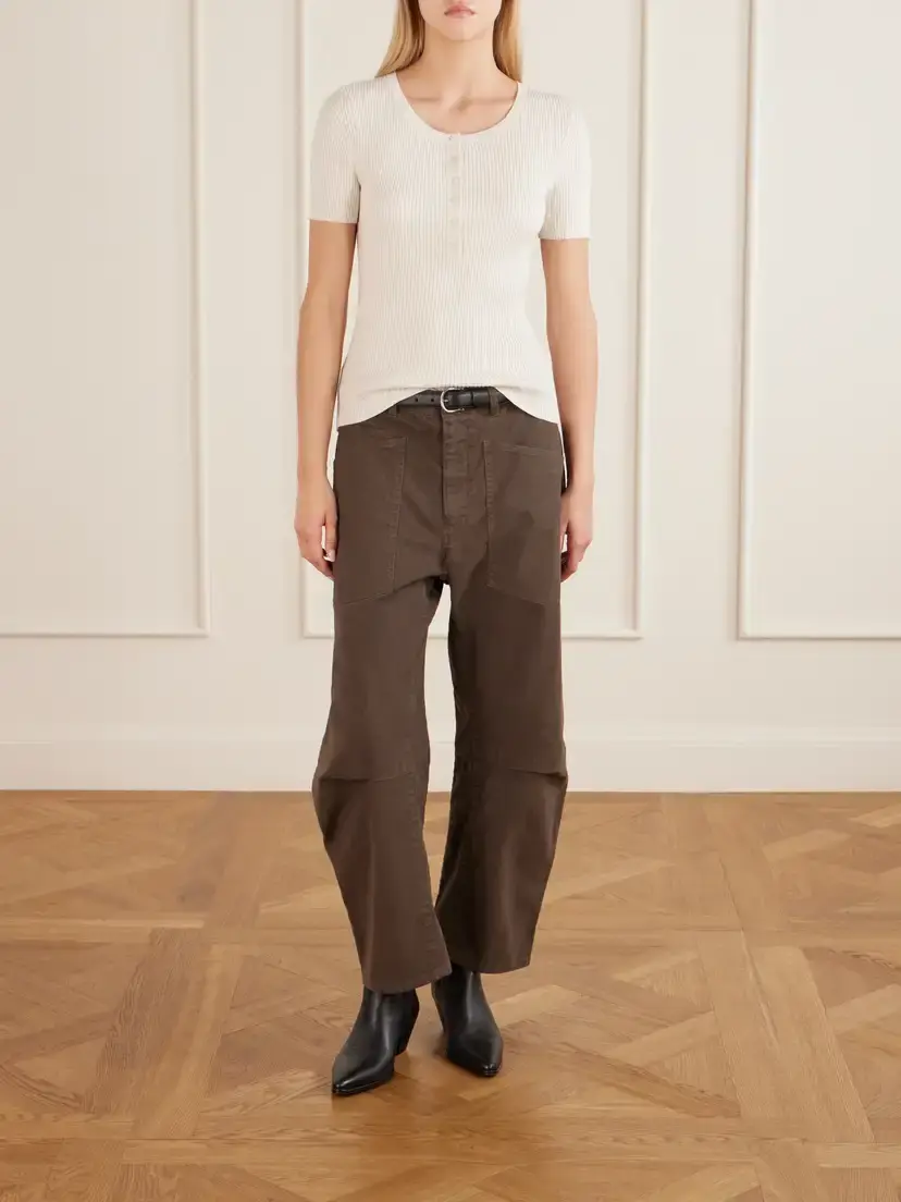 Nili Lotan Francene Ribbed Wool And Silk-blend Top - Neutrals | Thumbnail 2 Nili Lotan Francene Ribbed Wool And Silk-blend Top - Neutrals | Thumbnail 2