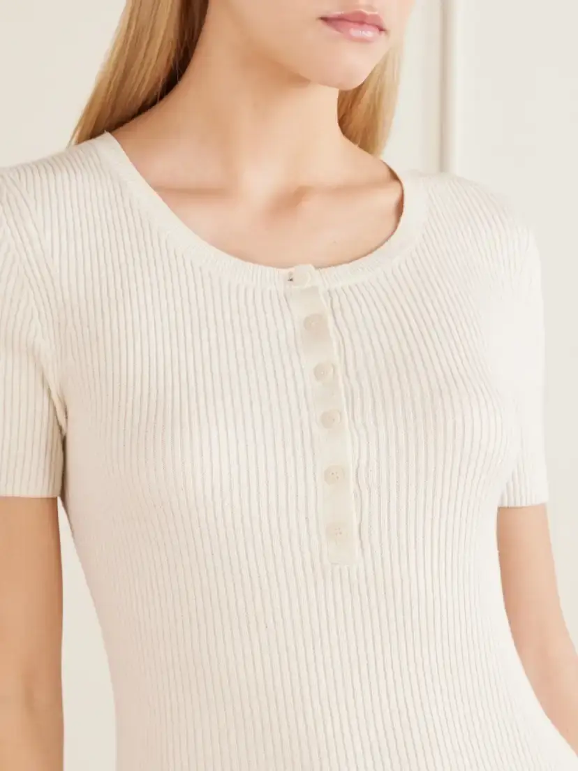 Nili Lotan Francene Ribbed Wool And Silk-blend Top - Neutrals | Thumbnail 5 Nili Lotan Francene Ribbed Wool And Silk-blend Top - Neutrals | Thumbnail 5