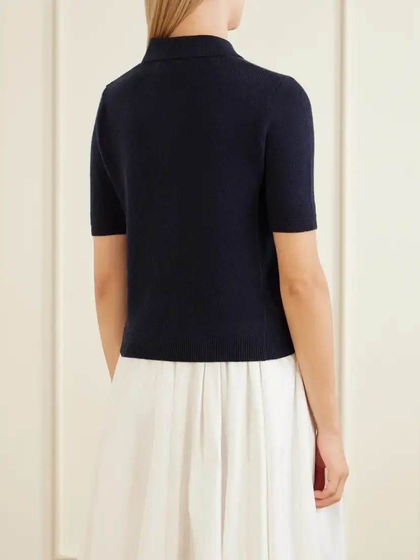 Maria McManus Cashmere And Cotton-blend Polo Shirt | Thumbnail 3 Maria McManus Cashmere And Cotton-blend Polo Shirt | Thumbnail 3
