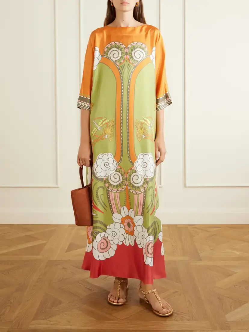 La DoubleJ Muumuu Belted Printed Silk-twill Maxi Dress | Thumbnail 2 La DoubleJ Muumuu Belted Printed Silk-twill Maxi Dress | Thumbnail 2