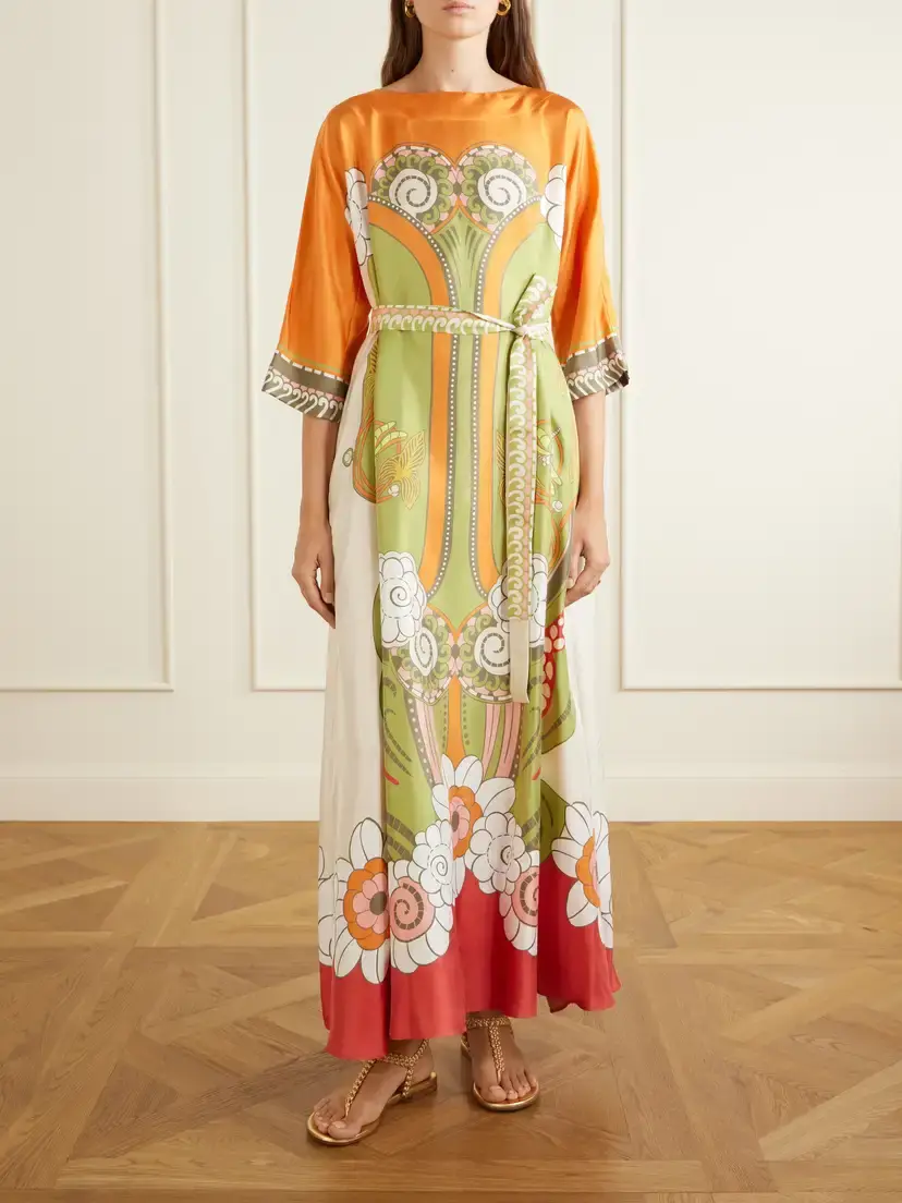 La DoubleJ Muumuu Belted Printed Silk-twill Maxi Dress | Thumbnail 4 La DoubleJ Muumuu Belted Printed Silk-twill Maxi Dress | Thumbnail 4