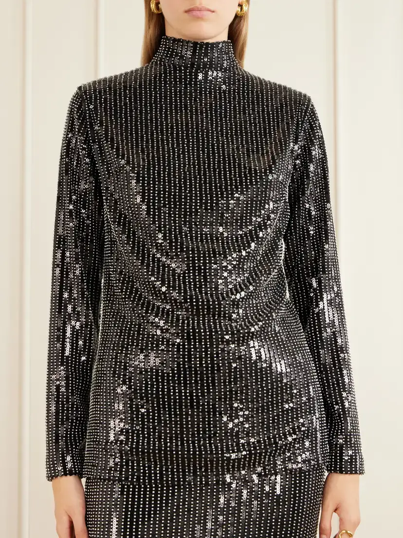 Dima Ayad Studded Sequin-trimmed Jersey Blouse | Thumbnail 3 Dima Ayad Studded Sequin-trimmed Jersey Blouse | Thumbnail 3