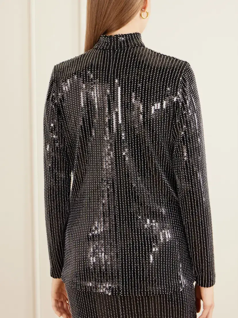Dima Ayad Studded Sequin-trimmed Jersey Blouse | Thumbnail 4 Dima Ayad Studded Sequin-trimmed Jersey Blouse | Thumbnail 4