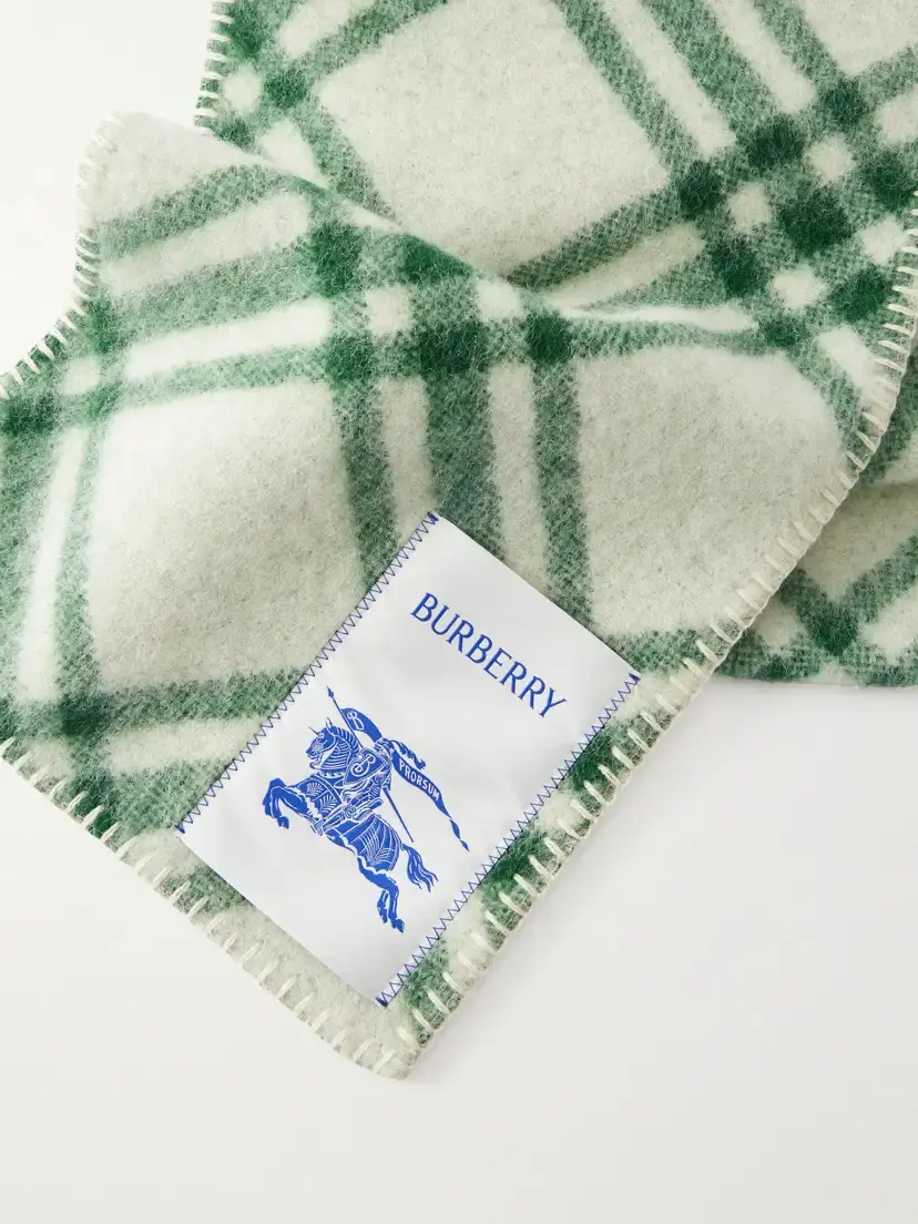 Burberry Logo-appliquéd Checked Wool Scarf | Thumbnail 3 Burberry Logo-appliquéd Checked Wool Scarf | Thumbnail 3