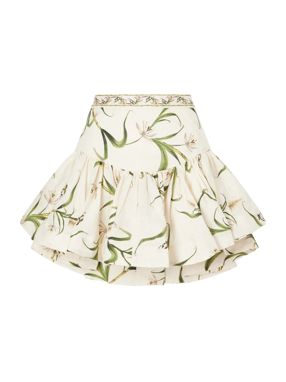 Jacarina Ruffled Floral-printed Linen Mini Skirt Jacarina Ruffled Floral-printed Linen Mini Skirt