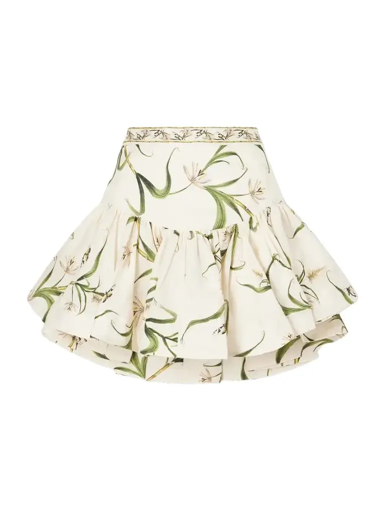 Agua by Agua Bendita Jacarina Ruffled Floral-printed Linen Mini Skirt | Image 1 Agua by Agua Bendita Jacarina Ruffled Floral-printed Linen Mini Skirt | Image 1